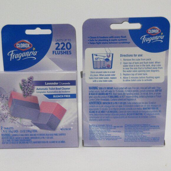 Clorox Automatic Toilet Bowl Cleaner Lavender Bleach Free Up To 220 Flushes (X2) - Picture 3 of 3